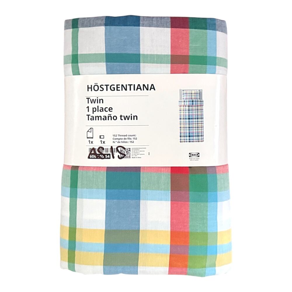 IKEA HOSTGENTIANA Multicolor Check Twin Duvet Cover Pillowcase